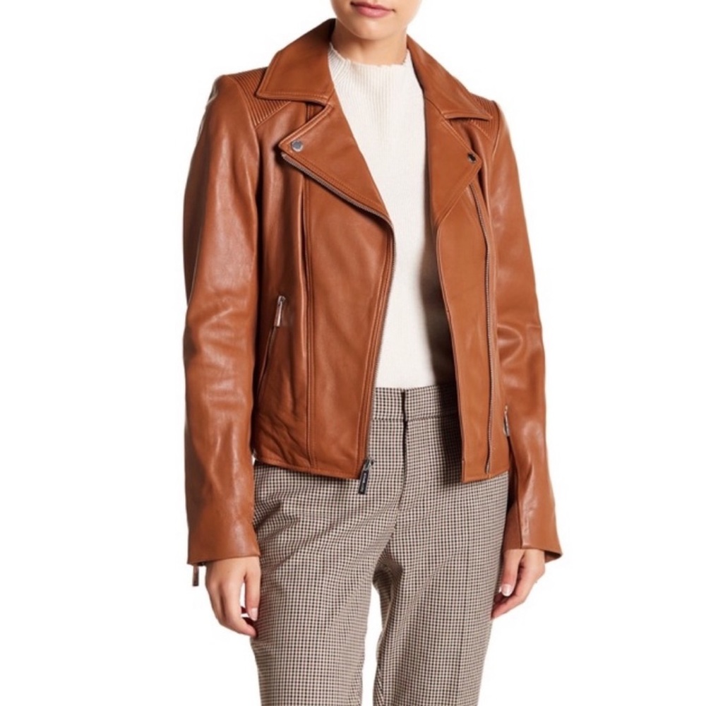 Michael Kors Leather Jacket Brown M